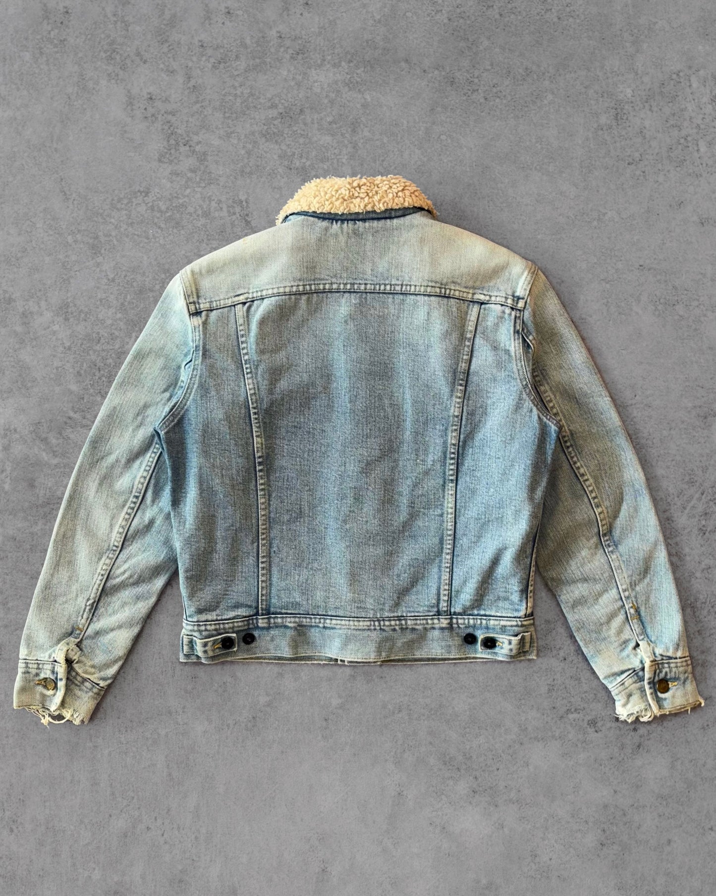 Vintage 1970s Lee Storm Rider Sherpa Denim Jacket – Made in USA – Faded Light Wash