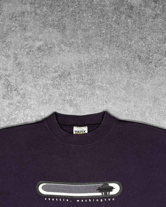 Vintage 1990s Seattle Washington Space Needle Tultex Crewneck - Tultex