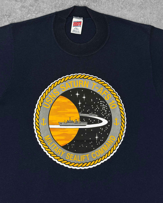 Vintage 1980s USSNS Saturn T-AFS 10 Military Sealift Command T-Shirt – Soffe – Made USA