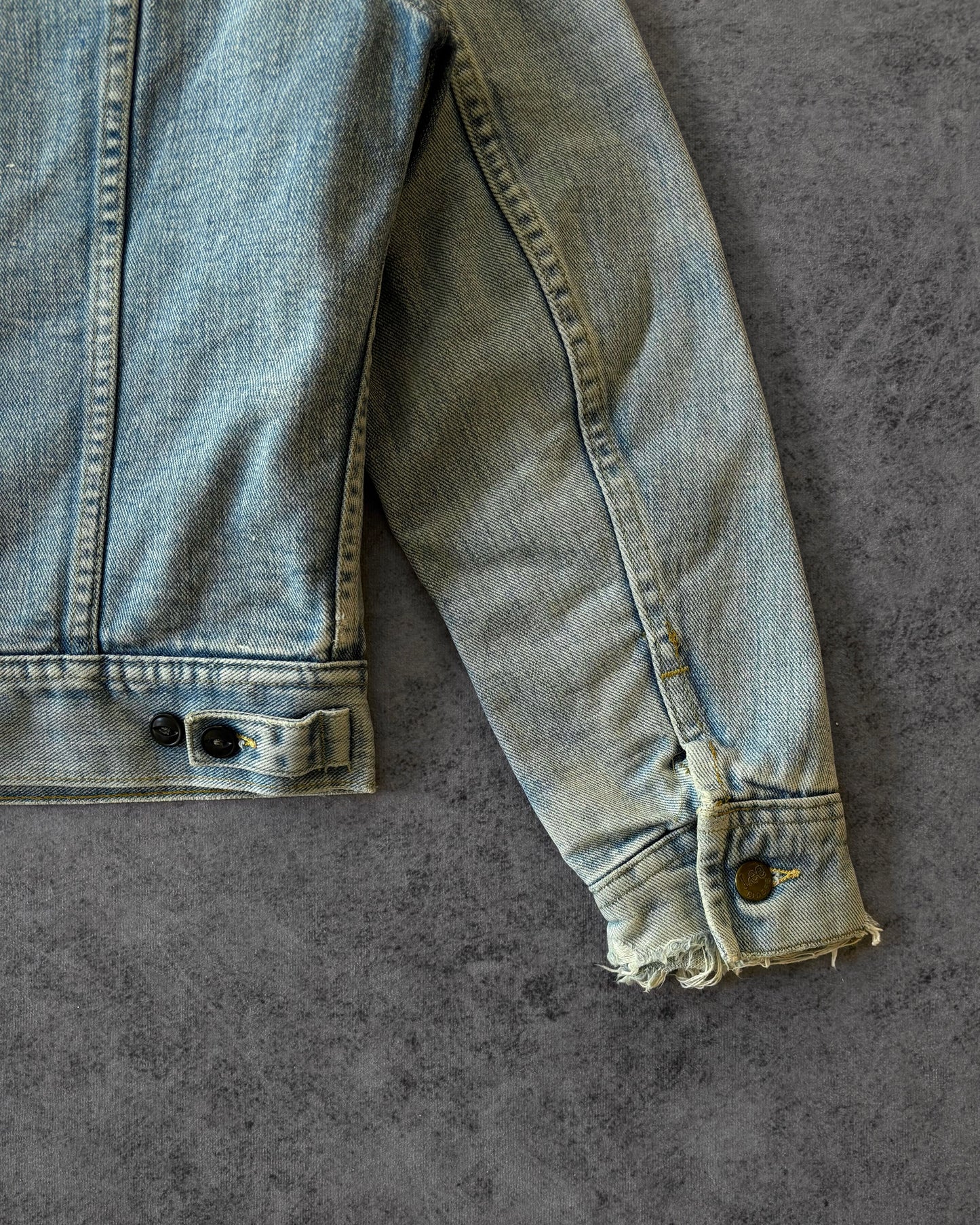 Vintage 1970s Lee Storm Rider Sherpa Denim Jacket – Made in USA – Faded Light Wash