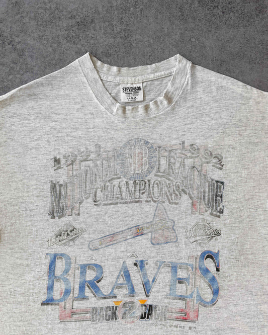 Vintage 1992 Braves Back 2 Back Tee – Faded and Distressed MLB Vintage Shirt
