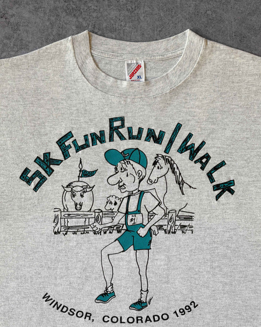 Vintage 1992 Windsor Colorado 5K Fun Run Walk T-Shirt – Jerzees – Made in USA