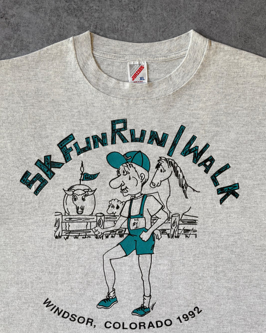 Vintage 1992 Windsor Colorado 5K Fun Run Walk T-Shirt – Jerzees – Made in USA