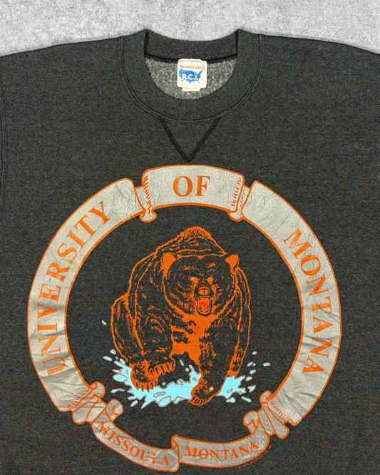 Vintage 1990s Russell Athletic University of Montana Grizzly Crewneck – Made in USA Graphic Sweatshirt