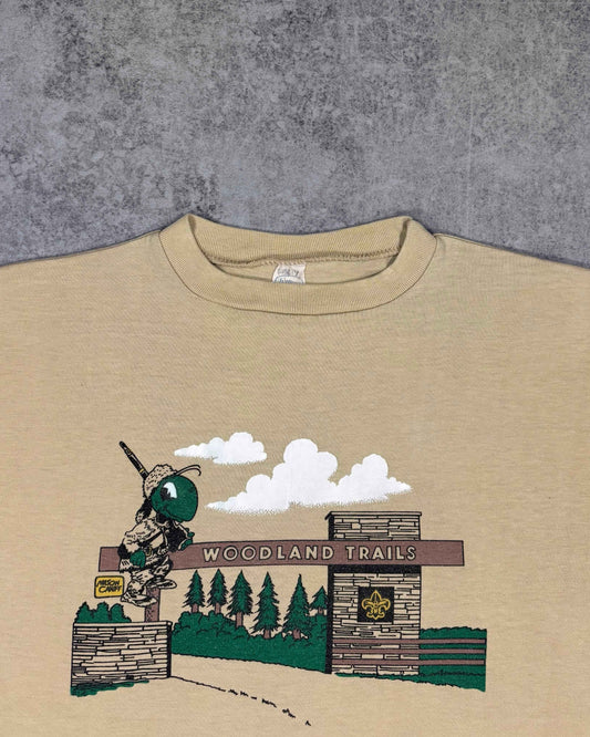 Vintage 1970s Allison Woodland Trails Camp Graphic T-Shirt - Made in USA