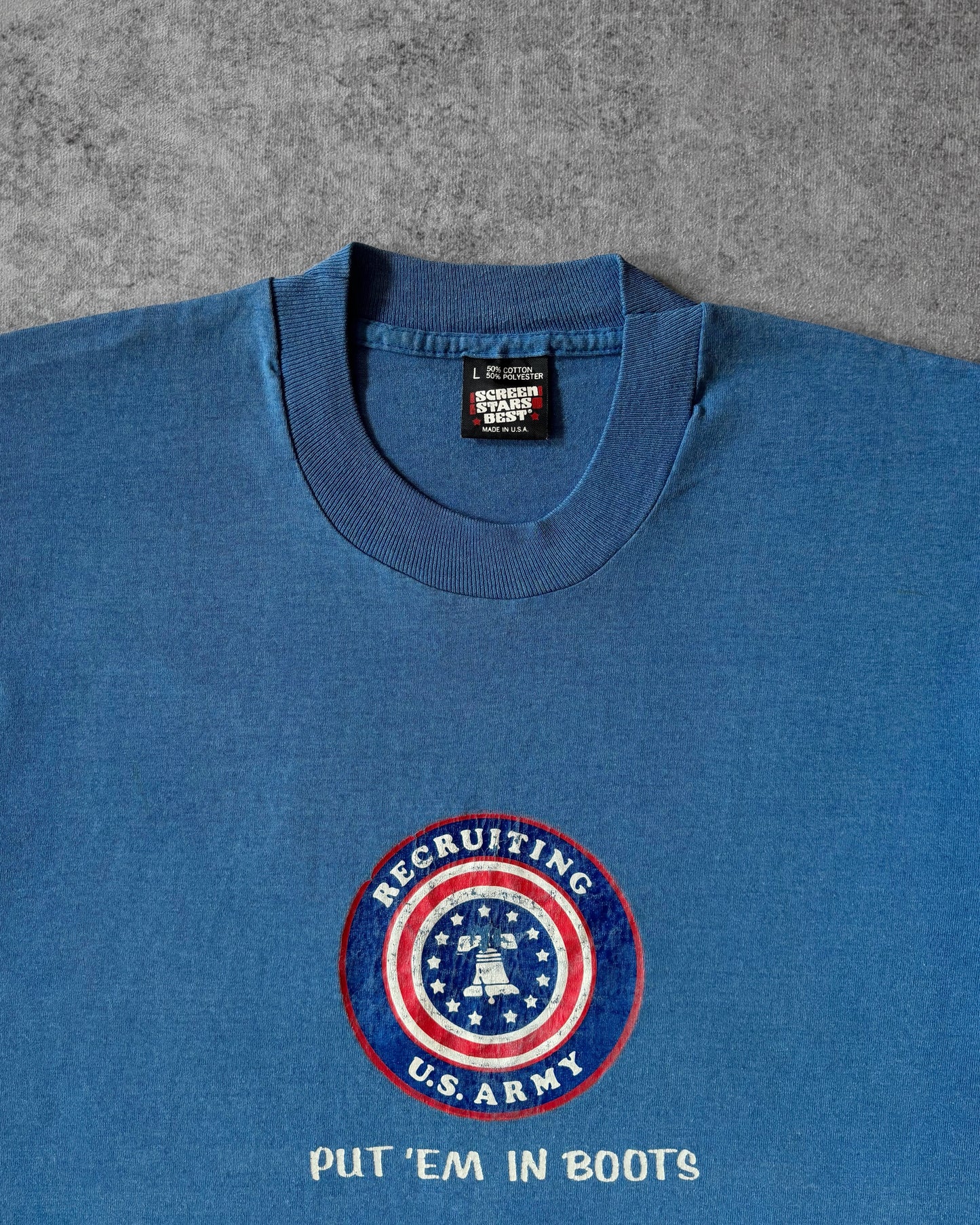 Vintage 80s US Army Recruiting Tee – Put ’Em in Boots Graphic – Made in USA