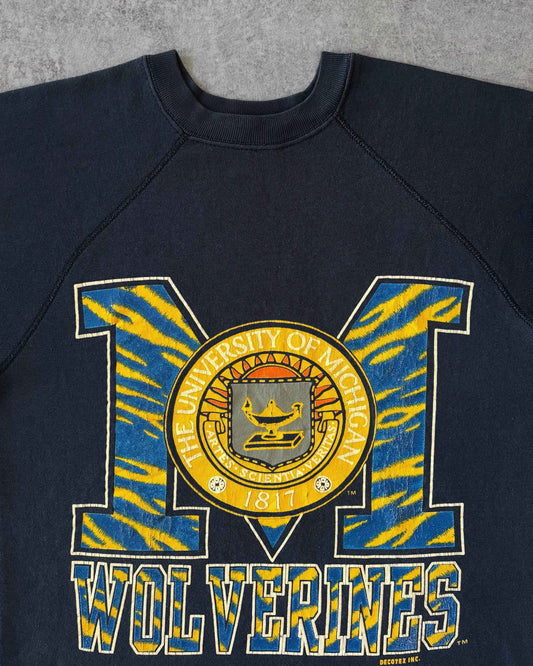 Vintage Early 1990s University of Michigan Wolverines Crewneck – Tultex – Made in USA