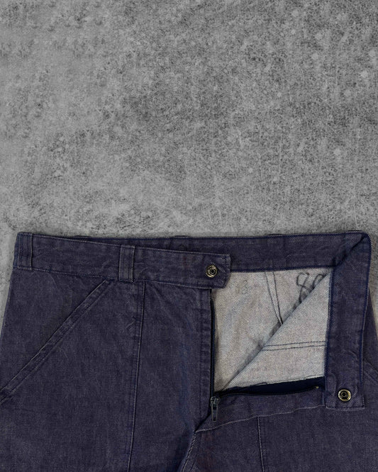 Vintage 1980s French Workwear Denim Fatigue Pants – Wide Leg Utility
