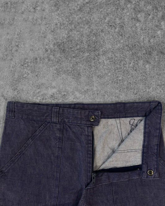 Vintage 1980s French Workwear Denim Fatigue Pants – Wide Leg Utility