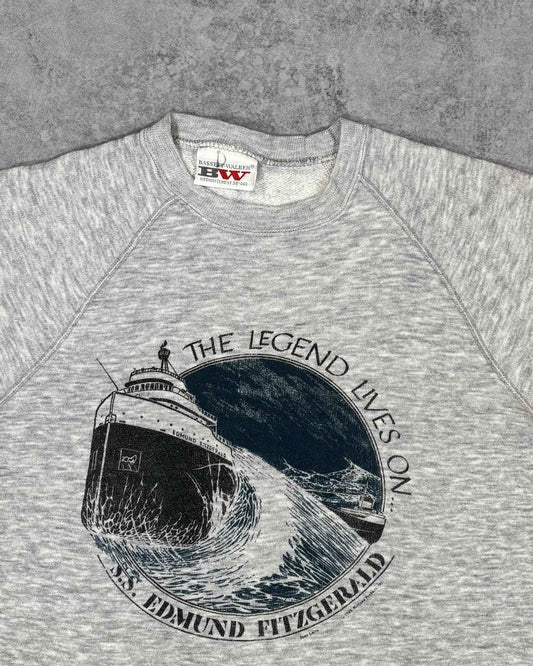 Vintage 1985 Edmond Fitzgerald Nautical Raglan Crewneck - BW Bassett Walker - Made in USA