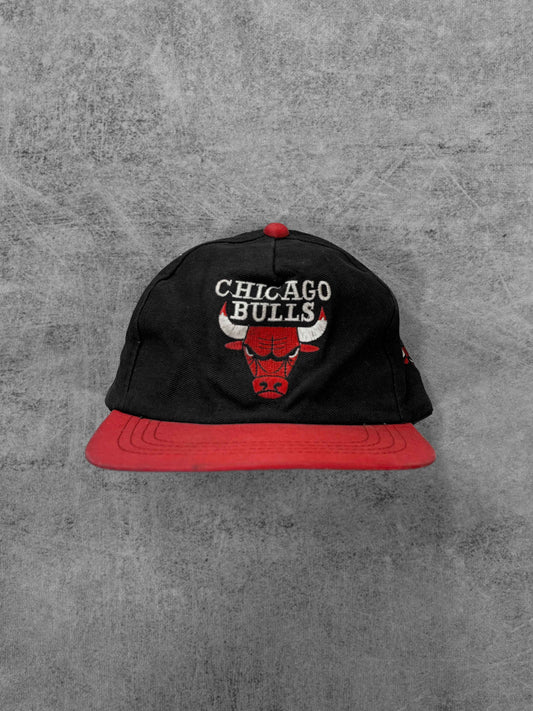 Vintage 1990s Chicago Bulls Snapback Cap - NBA Black Red Embroidered Hat