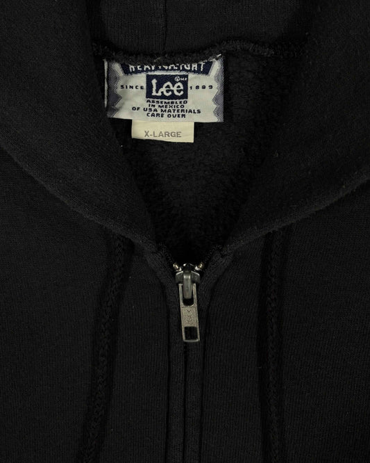 Vintage Early 2000s Distressed Lee Heavyweight Blank Zip Hoodie Black