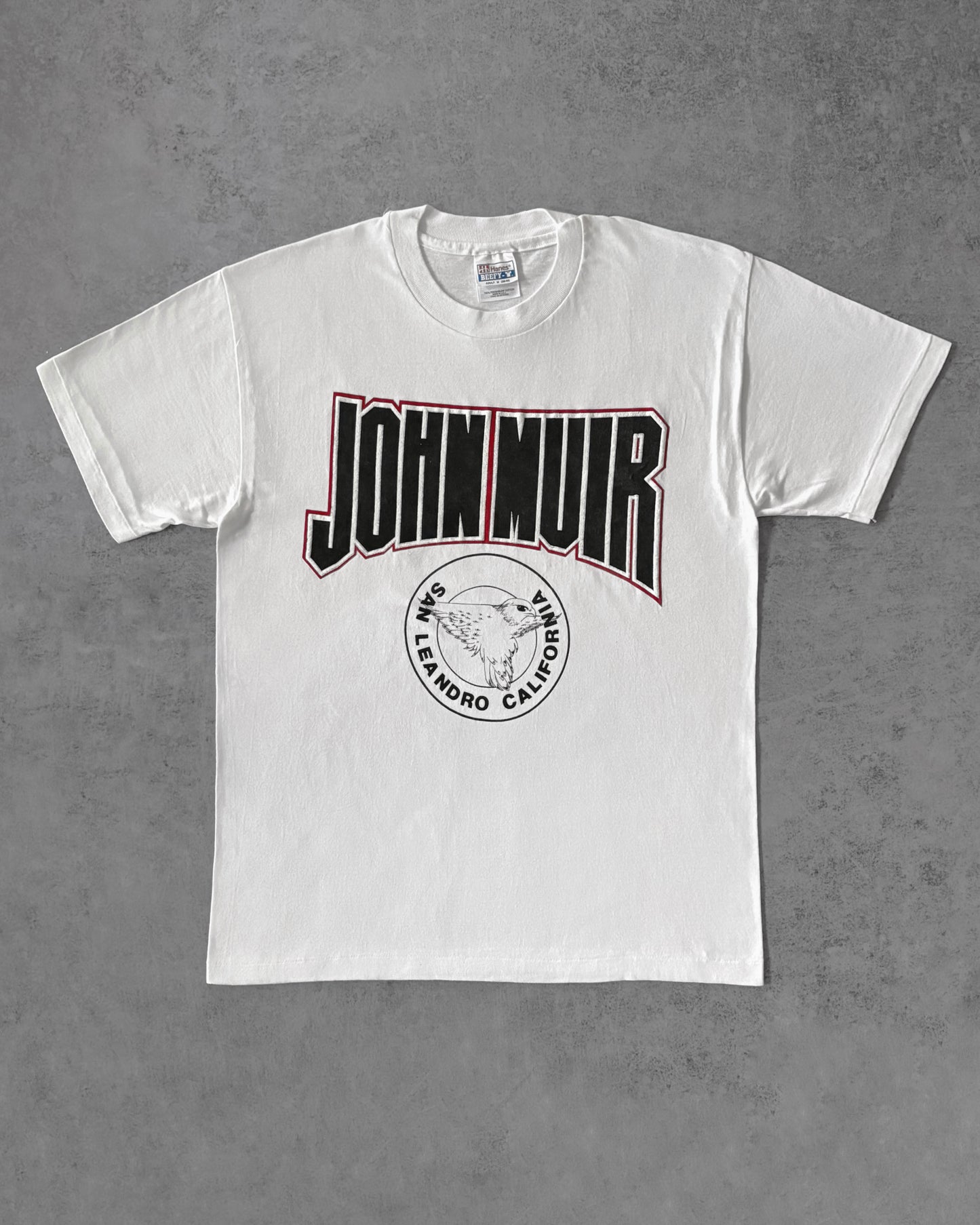 Vintage 90s John Muir San Leandro California Tee – Hanes Beefy Shirt- USA Made