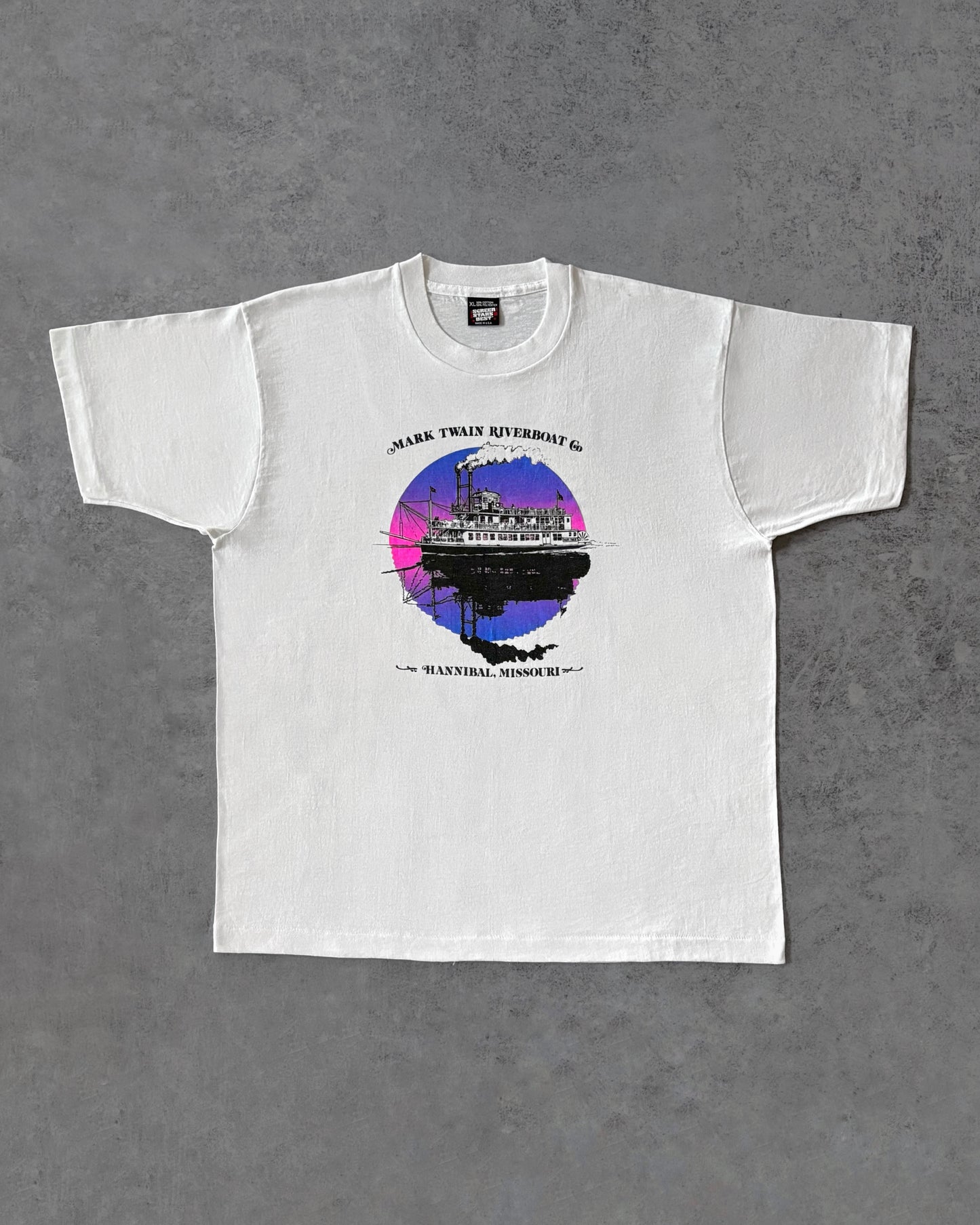 Vintage 80s Mark Twain Riverboat Tee – Vintage Hannibal Missouri Shirt – Screen Stars - USA Made