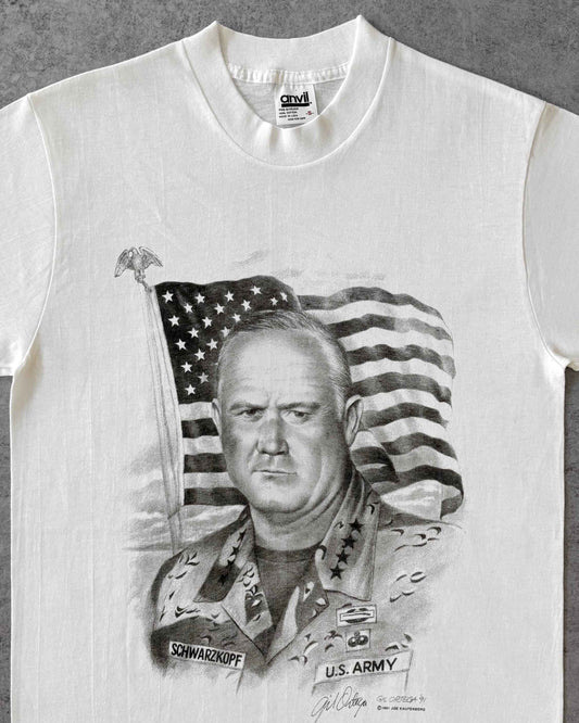 Vintage 1991 Schwarzkopf Desert Storm T-Shirt – U.S. Army General Graphic – Made in USA