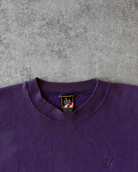 Vintage 1990s USA Olympics Purple Sun Faded Crewneck – Official Team USA