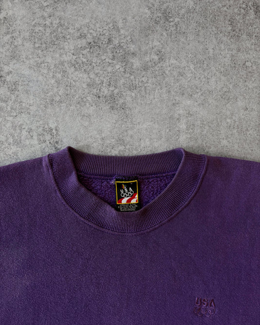 Vintage 1990s USA Olympics Purple Sun Faded Crewneck – Official Team USA