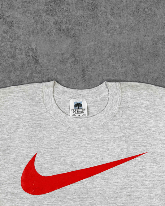 Vintage 1990s Nike Swoosh Bootleg T-Shirt – Made in USA – Single Stitch Grey Tee