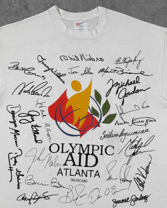 Vintage 1996 Olympic Aid Atlanta Hanes T-Shirt – Michael Jordan UNICEF All Over Print
