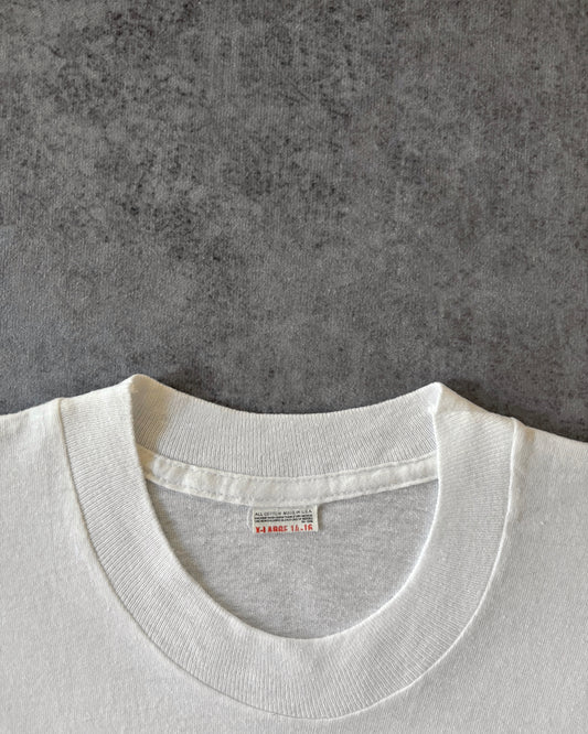 Vintage 1980s Blank White Tee – Made in USA – Single Stitch
