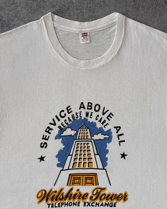 Vintage 1980s Wilshire Tower Telephone Exchange T-Shirt – Service Above All – USA Made