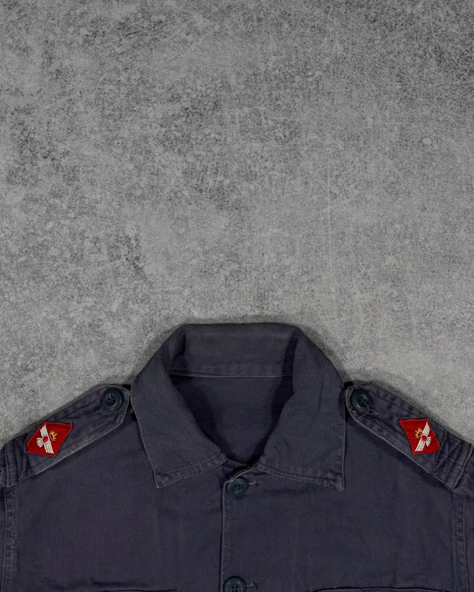 Vintage 1970s Spanish Air Force Utility Shirt - Ejército del Aire Overshirt - Navy Blue Military