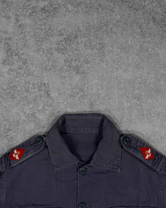Vintage 1970s Spanish Air Force Utility Shirt - Ejército del Aire Overshirt - Navy Blue Military