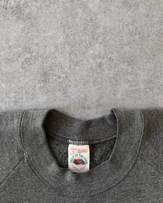 Vintage 1980s Grey Raglan Sweatshirt – Fruit of the Loom – Made in USA – Blank Crewneck