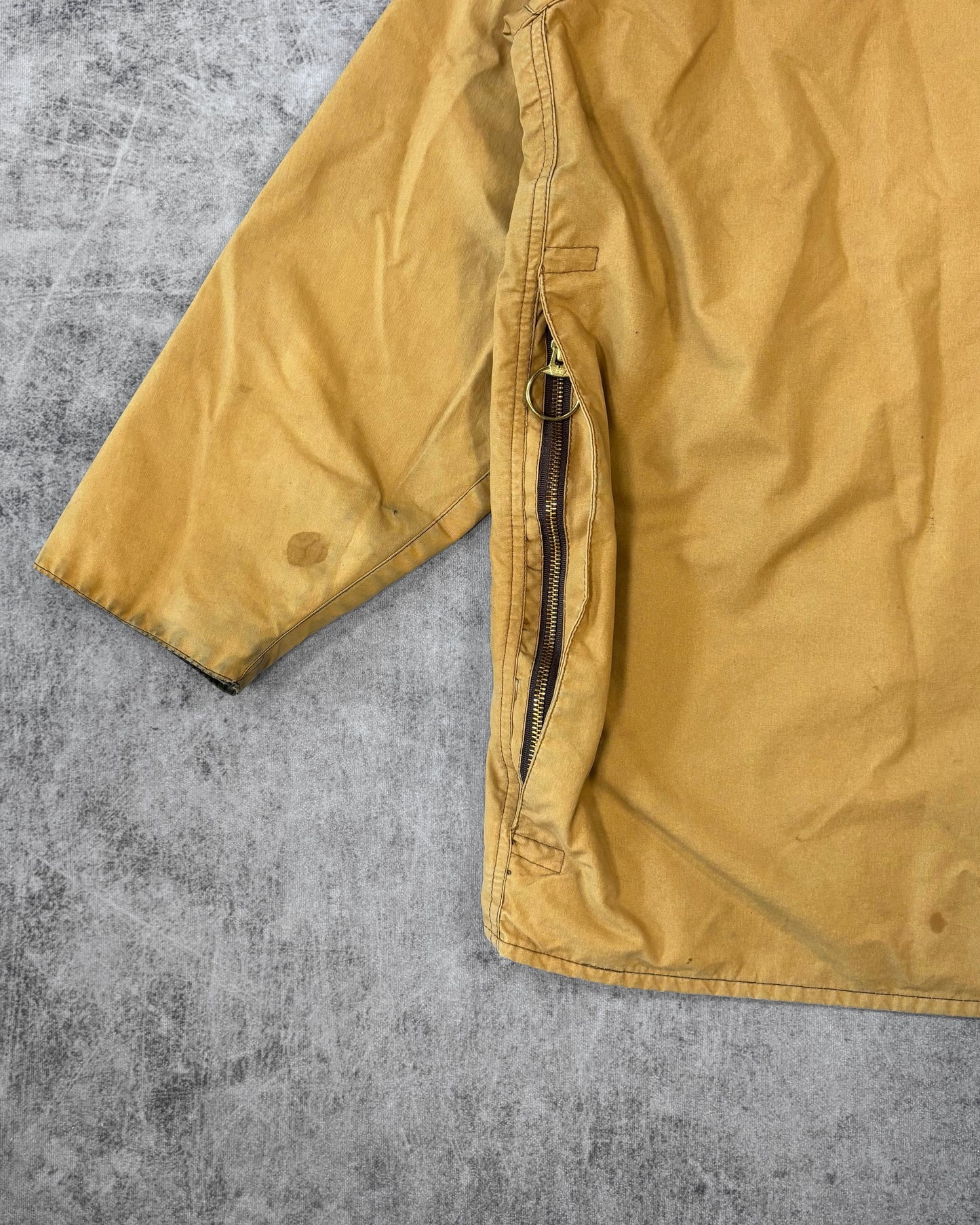 Vintage 1990s Barbour Beaufort Wax Jacket Mustard Yellow – Made in England British Field Jacket
