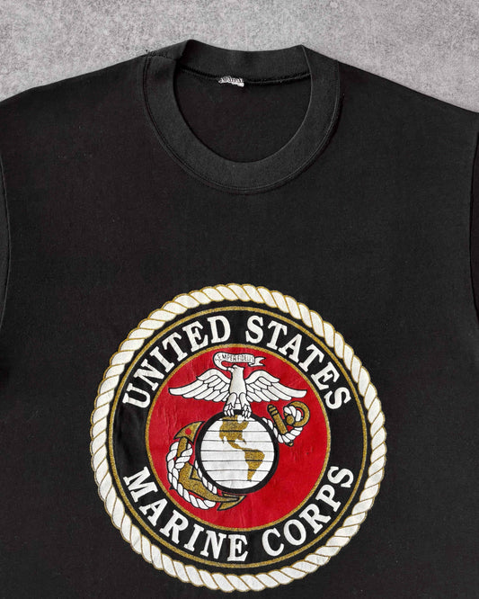 Vintage 80s US Marine Corps T-Shirt – Military Emblem Graphic