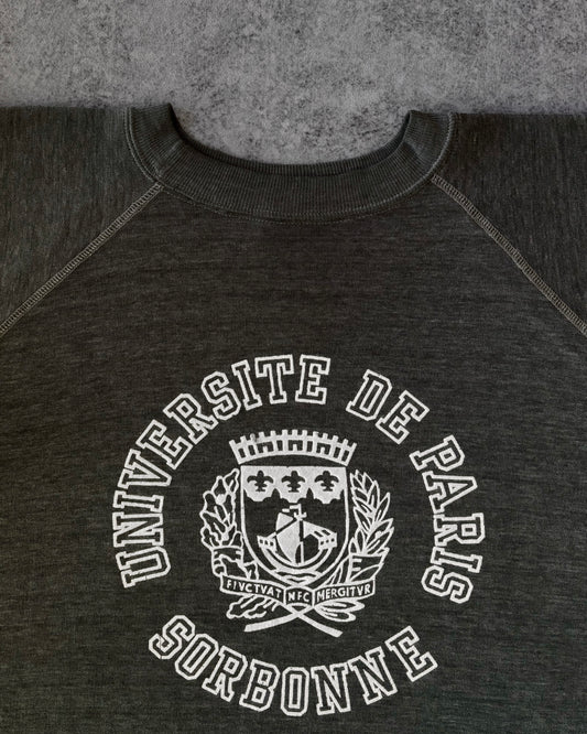 Vintage 1970s Université de Paris Sorbonne Crewneck – Flocked Print