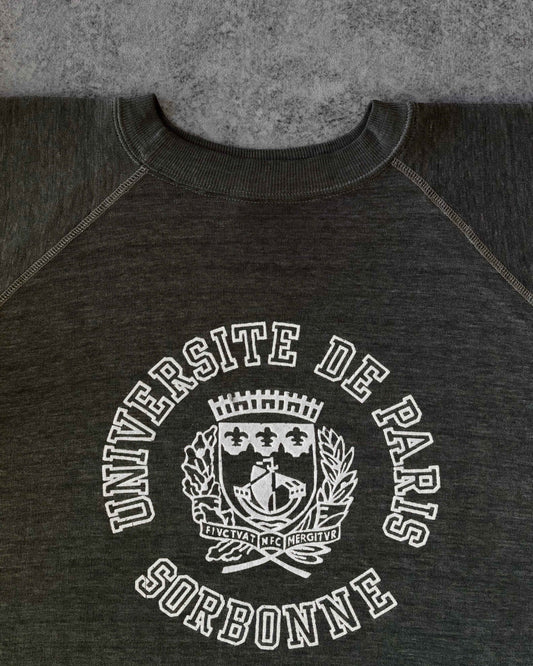 Vintage 1970s Université de Paris Sorbonne Crewneck – Flocked Print