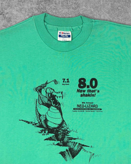 Vintage 1989 Hanes Fifty-Fifty Neo-Lizard Golf Tournament T-Shirt - USA Made - Single Stitch