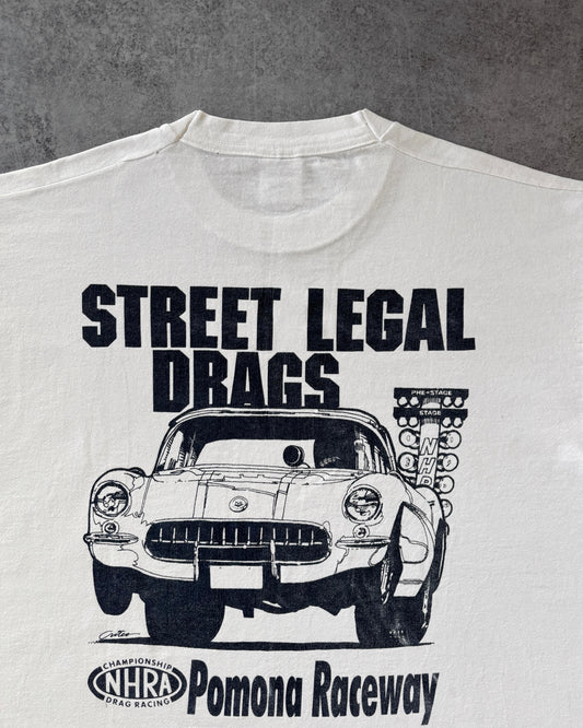 Vintage 1990s Street Legal Drags Pomona Raceway T-Shirt – NHRA Graphic – Made in USA