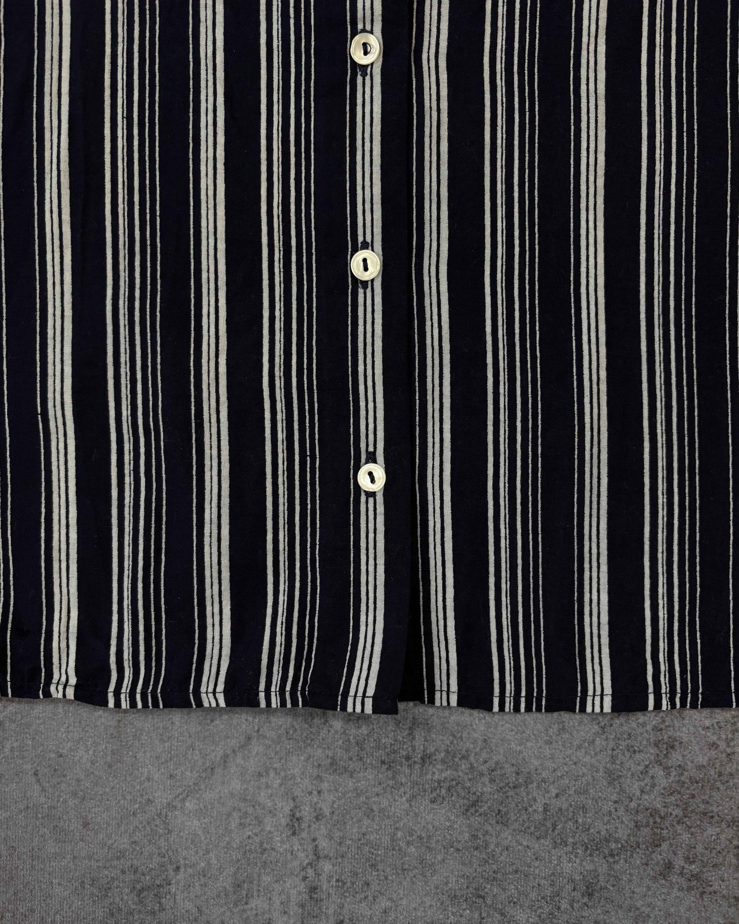 Vintage 1970s Striped Cotton Women’s Shirt – Navy & White Mod Button Up – Made in Italy