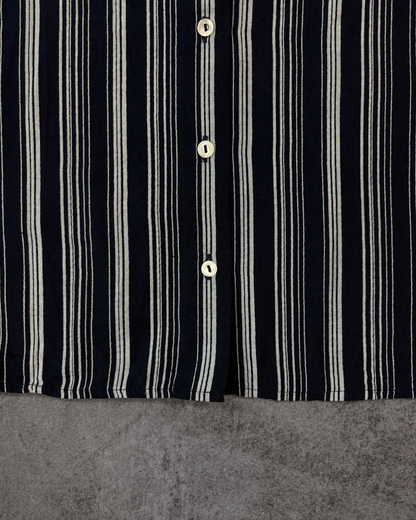 Vintage 1970s Striped Cotton Women’s Shirt – Navy & White Mod Button Up – Made in Italy