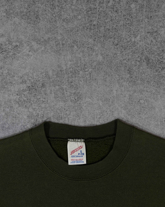 Vintage 1990s Jerzees Russell Crewneck Sweatshirt – Forest Green Blank – Made in USA