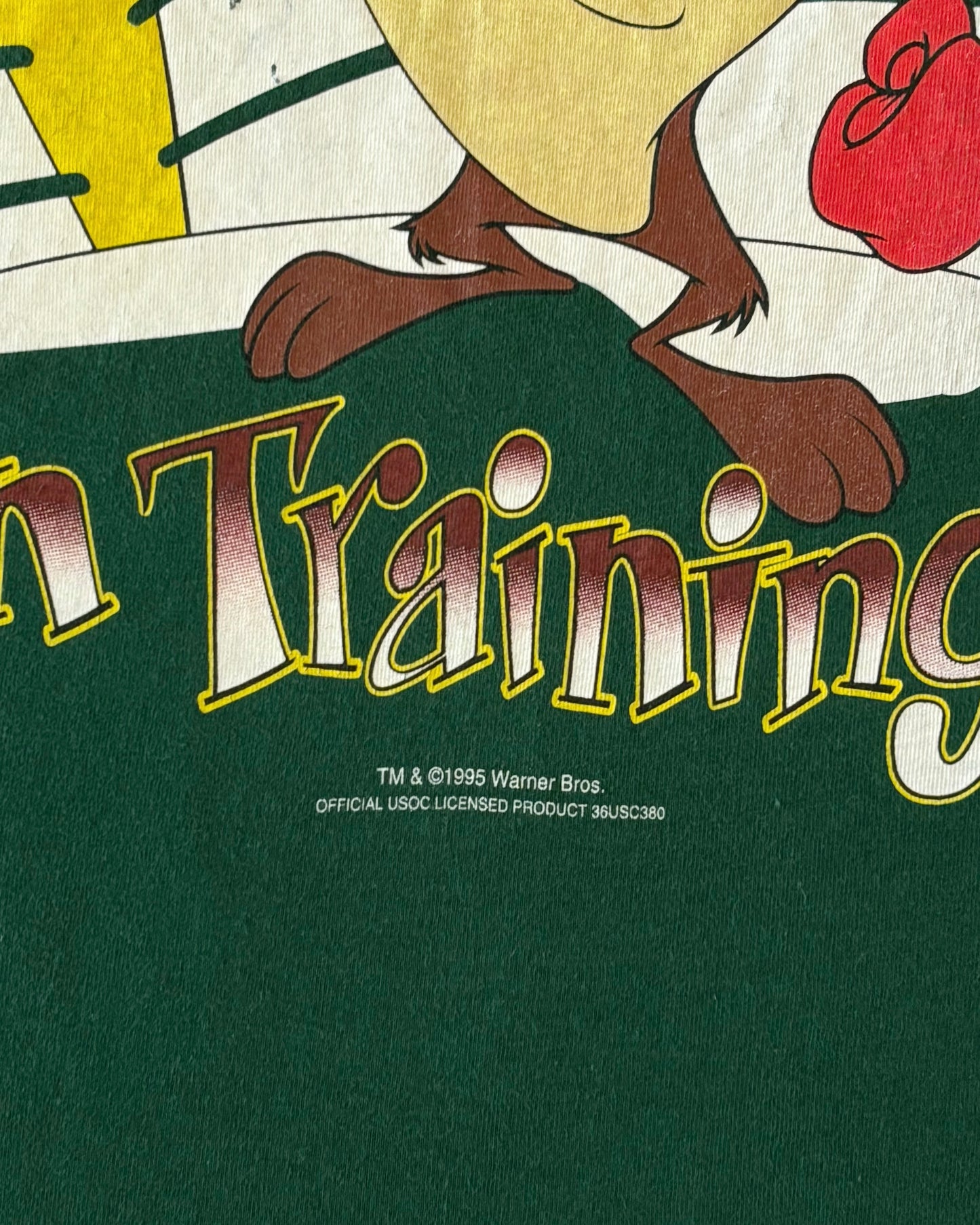Vintage 1995 Looney Tunes Taz Olympics Sun Faded T-Shirt - Made in USA