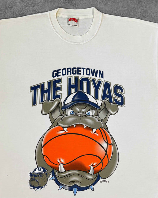 Vintage 1990s Nutmeg Mills Georgetown Hoyas Graphic T-Shirt - Made in USA - Single Stitch - NCAA Basketball