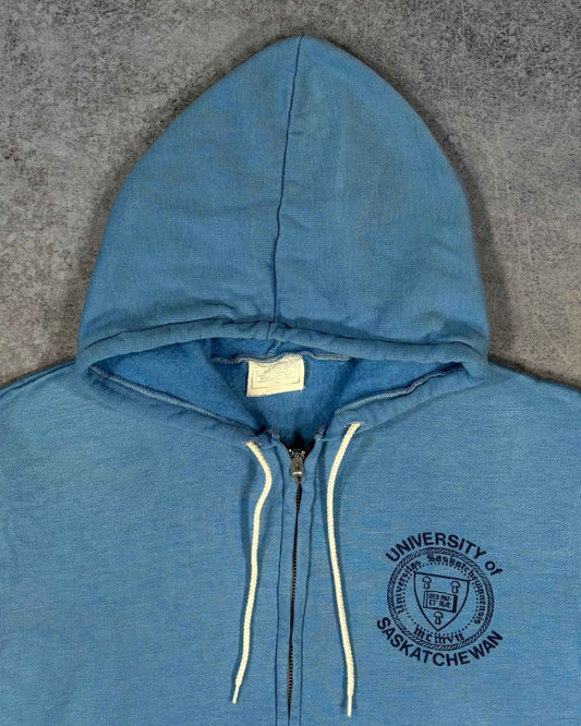 Vintage 1970s University of Saskatchewan Zip Hoodie – Retro Campus Sports Sweatshirt