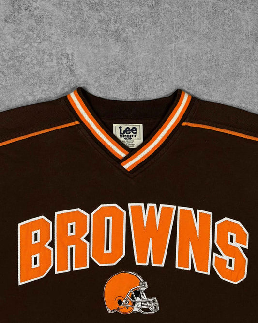 Vintage Y2K Lee Sport Cleveland Browns NFL Boxy Cropped Long Sleeve T-Shirt
