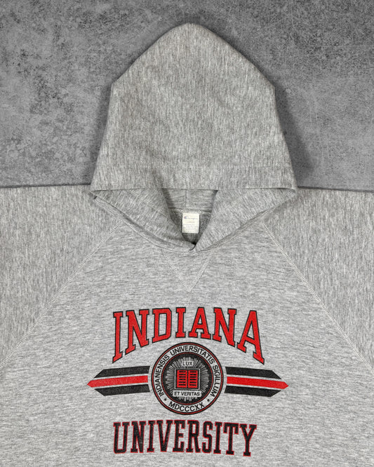 Vintage late 1980s Indiana University Champion raglan hoodie, Indiana University seal print detail