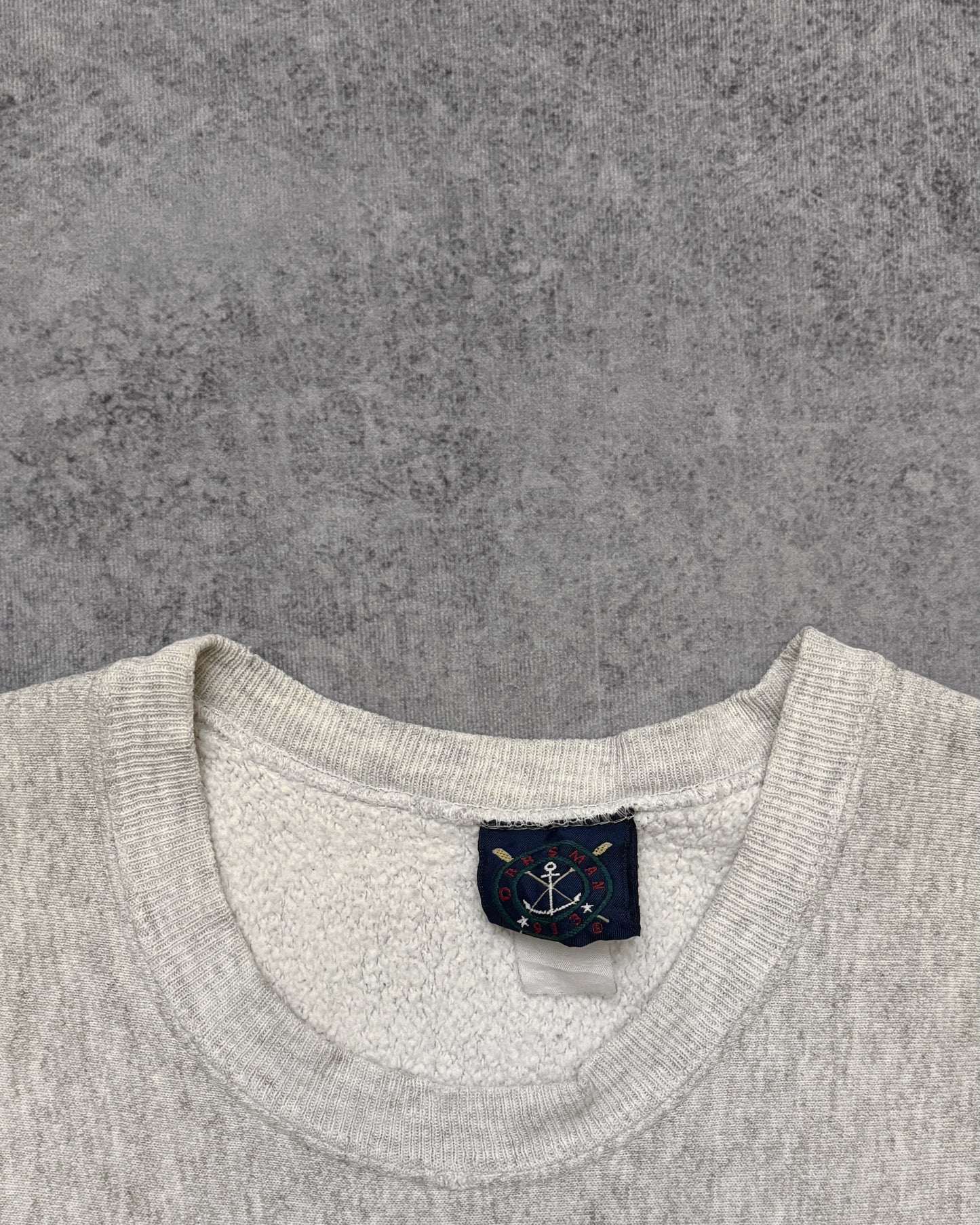 Vintage 1990s Embroidered Navy Reverse Weave Crewneck