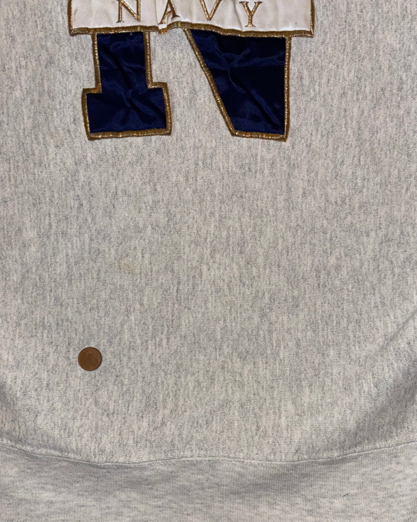 Vintage 1990s Embroidered Navy Reverse Weave Crewneck