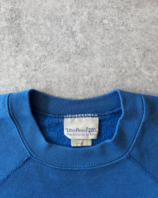 Vintage 1980s Electric Blue Tultex Ultra Fleece 220 Blank Crewneck