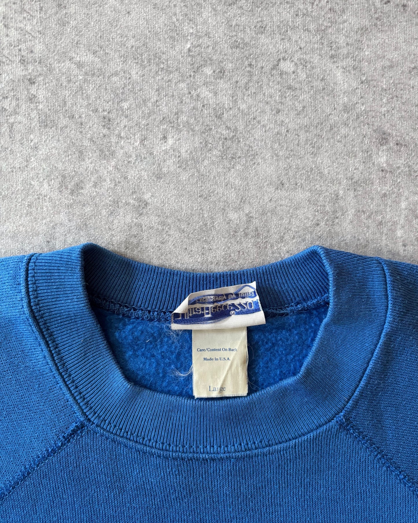 Vintage 1980s Electric Blue Tultex Ultra Fleece 220 Blank Crewneck