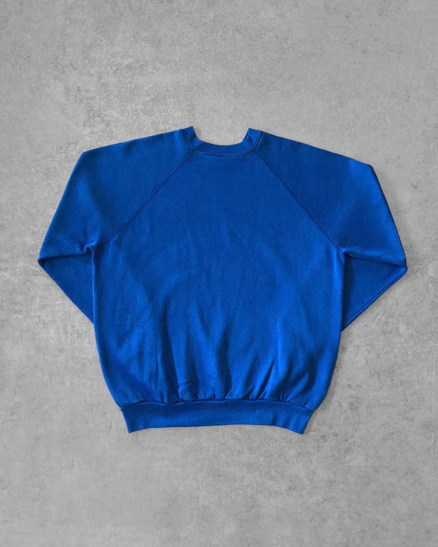 Vintage 1980s Electric Blue Tultex Ultra Fleece 220 Blank Crewneck