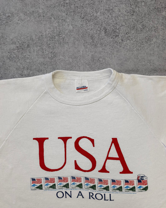 Vintage 1990 Flag Over Yosemite Postal Stamp Crewneck