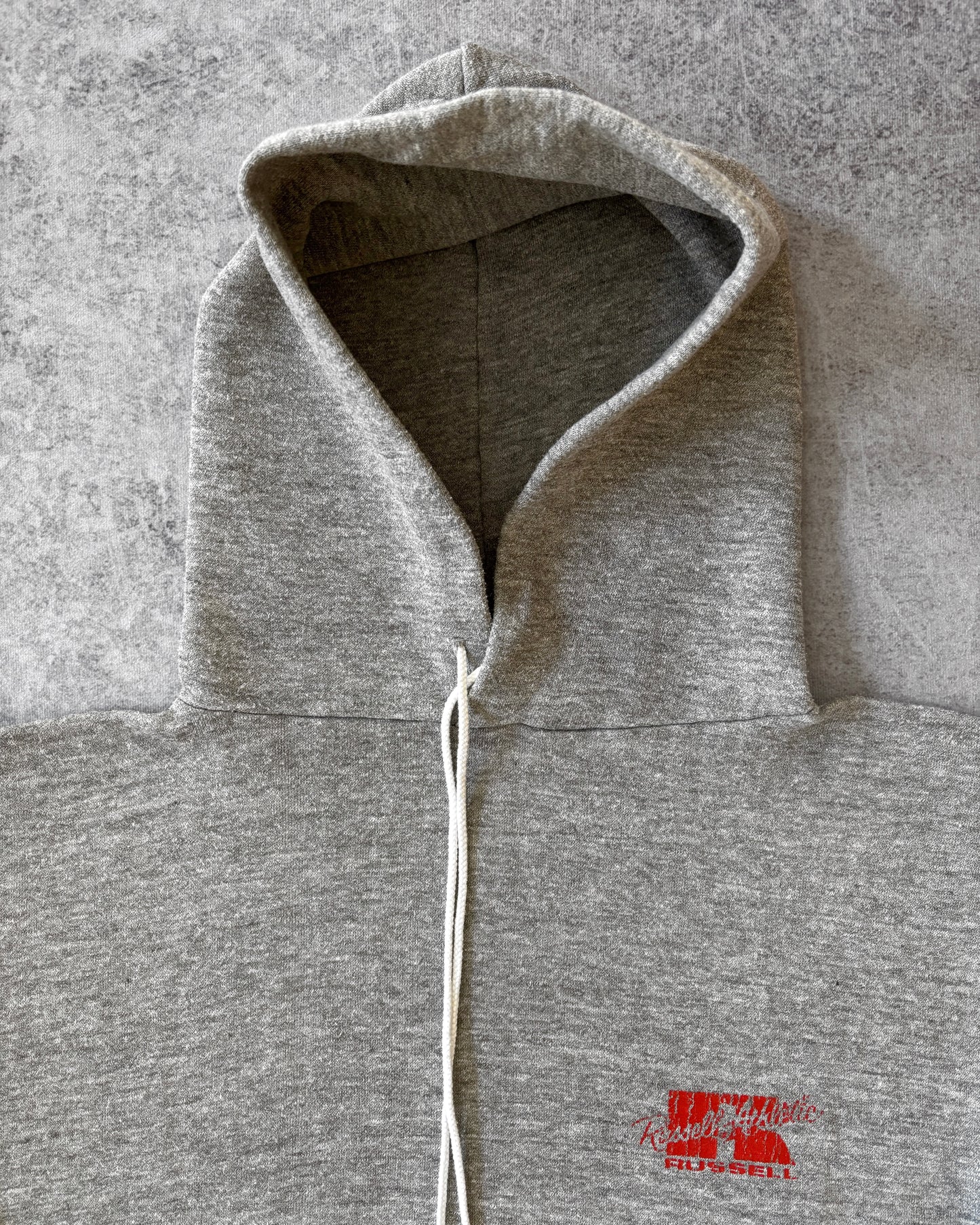 Vintage 70s Russell Athletic Hoodie – Grey Hoodie – USA Made – Red Logo
