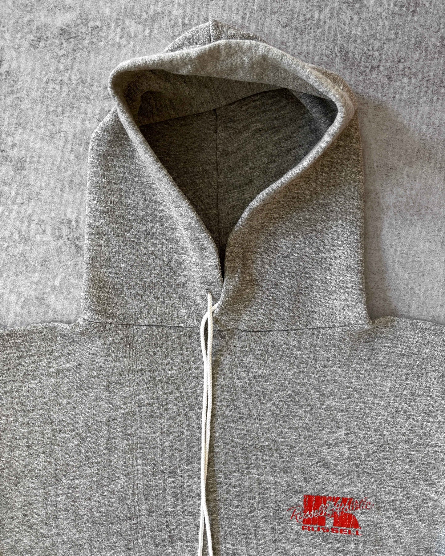 Vintage 70s Russell Athletic Hoodie – Grey Hoodie – USA Made – Red Logo
